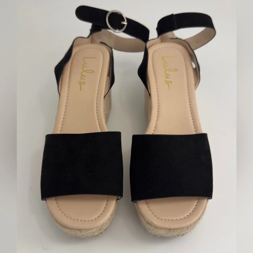Elyse Black Suede Platform Espadrille Sandals‎